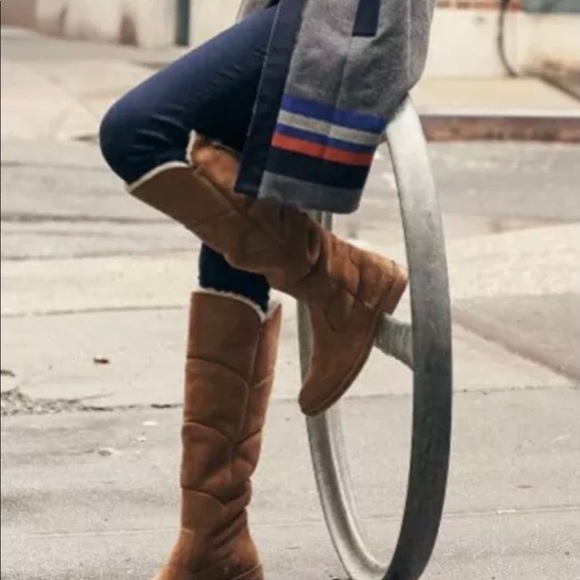 ugg sibley tall over the knee chestnut suede fur boots womens size US 7 - Picture 7 of 8